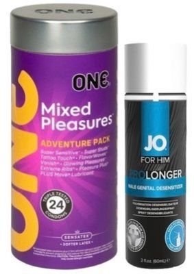 Набор из 24 шт ONE Mixed Pleasures + Пролонгатор System JO Prolonger Spray with Benzocaine (60 мл) SOS9341 фото