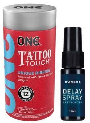 Набор из ONE Tattoo Touch Pack 12 шт + Пролонгатор Boners Delay Spray 15 мл SOS9441 фото