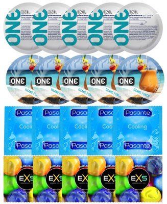 Набір 20 шт ONE Pleasure Plus + ONE Island Punch + Pasante Cooling + EXS BUBBLEGUM SOS7296 фото