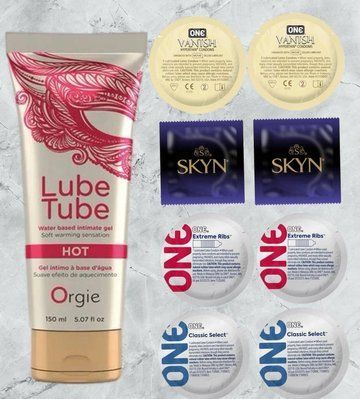 Набор из 20 штук SKYN-ONE + лубрикант LUBE TUBE HOT, 150 мл ORGIE SOS4093 фото