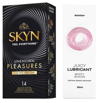 Комплект Лубрикант Satisfyer Juicy Lubricant Booty Silicon 150 мл + Skyn Unknown Pleasures+ 14 шт SOS12662 фото