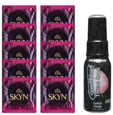 Комплект SKYN Cherry Sunrise 10 шт + Doc Johnson GoodHead Tingle Spray Cotton Candy (29 мл) SOS13662 фото