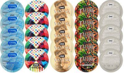 Набор с 25 шт One Oasis Silk + ONE Ribs + ONE Vanish + ONE Tattoo + ONE Pleasure Dome SOS8340 фото