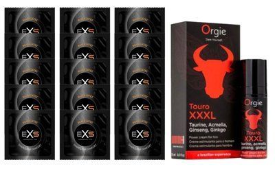 Комплект EXS Black Latex 15 шт + TOURO XXXL Cream (15 мл) SOS14611 фото