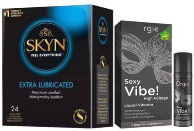 Набор из SKYN Extra Lube (24 шт) + Жидкий вибратор Orgie Sexy Vibe (15 мл) SOS10101 фото