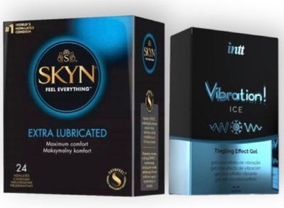 SKYN Extra Lube 24 шт + Intt Vibration Ice (15 мл) SOS7046 фото