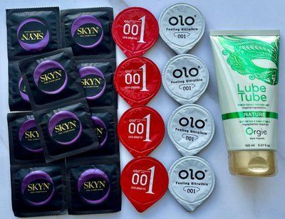 Набор 18 штук Skyn, Olo + лубрикант LUBE TUBE NATURE, 150 мл ORGIE SOS3993 фото