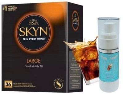 Набор из SKYN Large (36 шт) + Жидкий вибратор 5th Paradise Liquid Vibrator &mdash; Кола (30 мл) SOS9951 фото