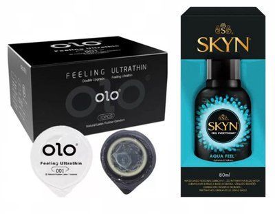 Набір OLO Feeling Ultrathin &mdash; 10 шт та Лубрикант SKYN AQUA FEEL &mdash; 80 мл SOS747 фото