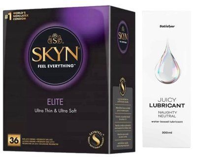 Комплект Лубрикант Satisfyer Juicy Lubricant Naughty Neutral 300 мл + Skyn Elite 36 шт SOS12762 фото