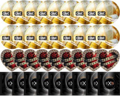 Набір 36 шт ONE Banana Split + Pasante Heart + EXS Black Latex SOS7794 фото