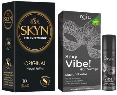 Набір з SKYN Original (10 шт) + Рідкий вібратор Orgie Sexy Vibe (15 мл) SOS9901 фото