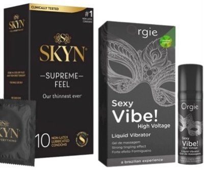 Набор из Skyn ​​Supreme Feel 10 шт. + Жидкий вибратор Orgie Sexy Vibe (15 мл) SOS10301 фото