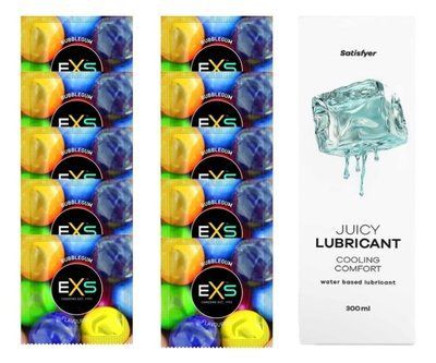 Комплект: EXS BUBBLEGUM 10 шт. + Лубрикант Satisfyer Cooling Comfort 300 мл SOS11458 фото