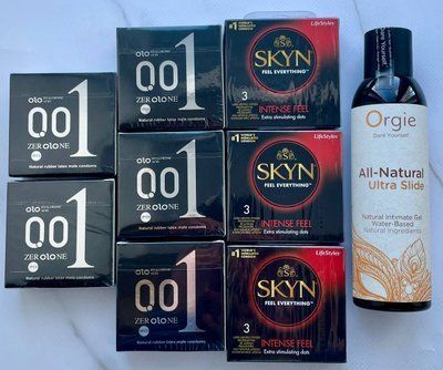 Набір 24 шт OLO Feeling Ultrathin 001 + Skyn Intense Feel + Лубрикант ALL-NATURAL Ultra Slide 150 мл Orgie SOS3793 фото