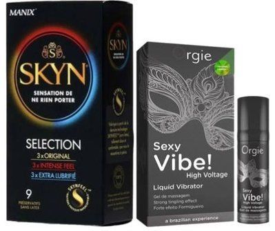 Набор из SKYN Selection (9 шт) + Жидкий вибратор SEXY VIBE высокий уровень вибрации, 15 мл ORGIE SOS9701 фото