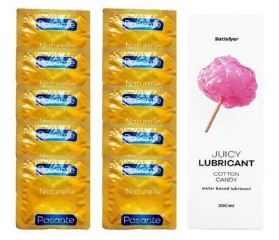 Набір: Pasante Naturelle 10 шт. + Лубрикант Satisfyer Cotton Candy (300 мл) SOS12060 фото