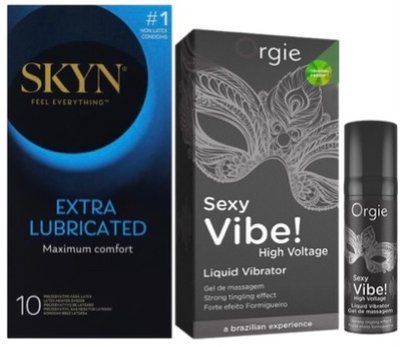 Набор из SKYN Extra Lube (10 шт) + Жидкий вибратор Orgie Sexy Vibe (15 мл) SOS10201 фото