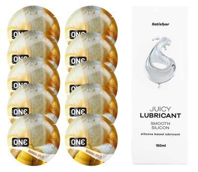 ONE Banana Split 10шт. + Лубрикант Satisfyer Smooth Silicon 150 мл SOS12460 фото