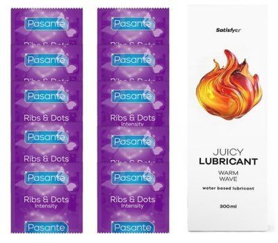 Комплект Pasante Intensity 10шт. + Лубрикант Satisfyer Juicy Lubricant Warm Wave 300 мл SOS11610 фото