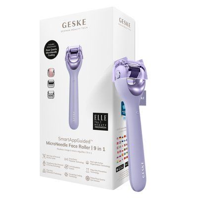 Електронний ролер для обличчя з мікроголками GESKE MicroNeedle Face Roller 9в1 purple HB0189 фото