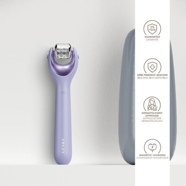 Електронний ролер для обличчя з мікроголками GESKE MicroNeedle Face Roller 9в1 purple HB0189 фото