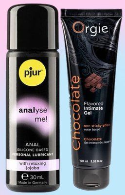 Набір лубрикантів pjur analyse me! Relaxing jojoba silicone 30 мл + LUBE TUBE шоколад, 100 мл ORGIE LB600 фото