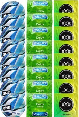 Набор 24 шт ONE Fresh Mint + Delay Infinity + EXS Glow in the Dark SOS7496 фото