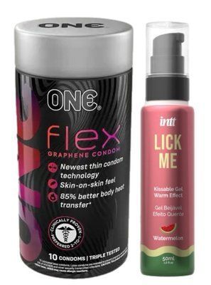 Комплект Набір 10 штук ONE Flex графен + Гель INTT Lick Me Kissable Gel Watermelon 50 мл SOS6266 фото