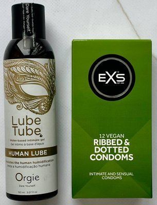 Комплект EXS Ribbed & Dotted 12 шт + Лубрикант HUMAN LUBE Intimate Gel, 150 мл ORGIE SOS3244 фото