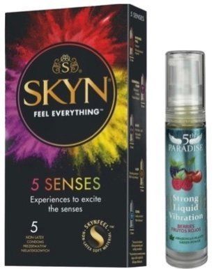 Набор SKYN 5 Senses + Жидкий вибратор мощный вкус: красные ягоды, 10 мл 5th Paradise SOS9642 фото