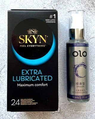 Набір SKYN Extra Lube (24 штук) + Лубрикант "olo smooth" 60 мл SOS2344 фото