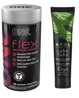 ONE Flex 10 шт.+ лубрикант LUBE TUBE SENSITIVE, 100 мл ORGIE SOS6419 фото