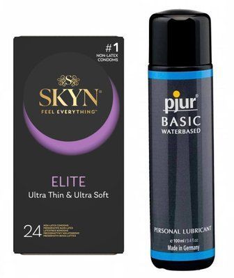 Набір SKYN Elite 24 шт та Лубрикант Pjur Basic waterbased 100 ml SOS167 фото
