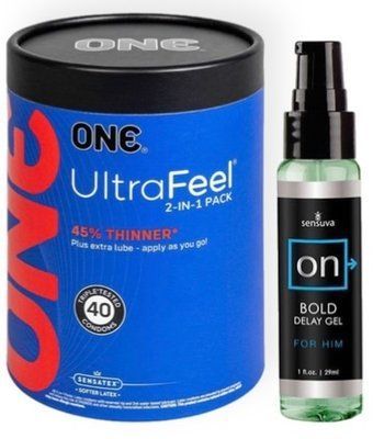 Набор из ONE UltraFeel 2-in-1 Pack 40 шт + Пролонгатор Sensuva - ON Bold (29 мл) SOS9092 фото