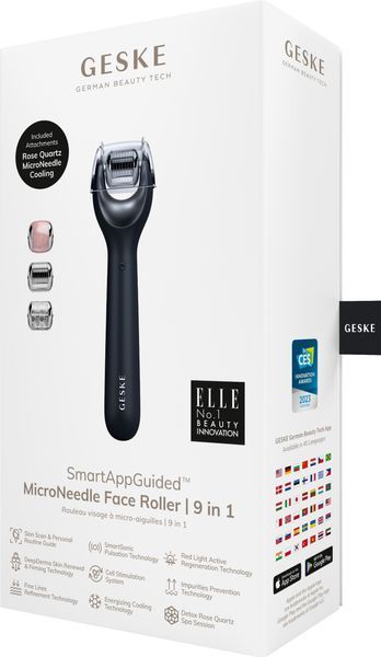 Электронный роллер для лица с микроиглами GESKE MicroNeedle Face Roller 9в1 black HB0190 фото