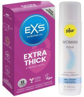 Комплект EXS Extra Safe (12 шт) + Pjur Woman Aqua 100 мл SOS13563 фото