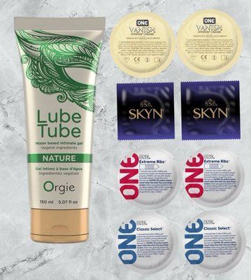 Набор из 20 штук SKYN-ONE + лубрикант LUBE TUBE NATURE, 150 мл ORGIE SOS4094 фото