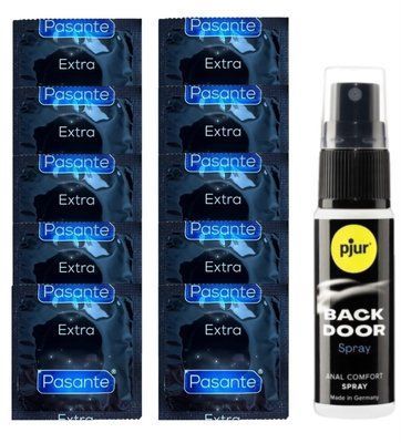 Комплект Pasante Extra Safe 10 шт + pjur Backdoor (20 мл) SOS14164 фото
