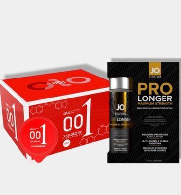 OLO 0.01 ZER Red 10 шт + Пролонгатор JO Prolonger Spray with Lidocaine (60 мл) SOS5917 фото
