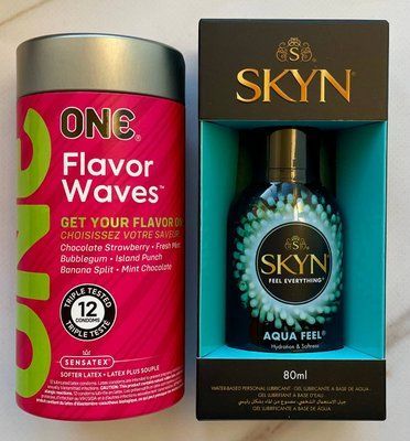 Набор ONE Flavor Waves 12 шт. + Лубрикант на водной основе SKYN AQUA FEEL, 80 мл SOS1198 фото