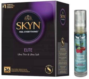 Набор из SKYN Elite 36 шт. + Жидкий вибратор 5th Paradise Liquid Vibrator &mdash; Красные ягоды (10 мл) SOS10252 фото