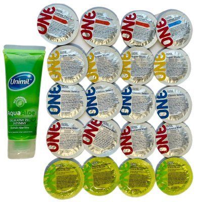 Набор с 20 шт - ONE + Лубрикант Unimil Aloe 80 мл SOS1348 фото