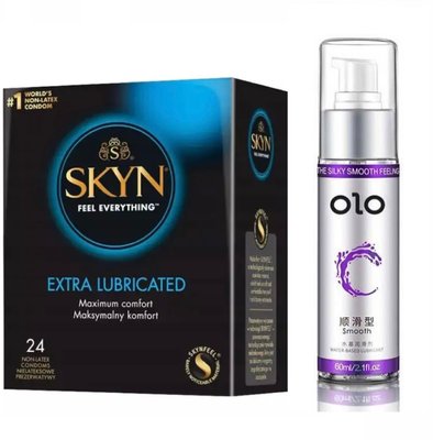 Набір презервативів SKYN Extra Lube 24 штук + подарунок OLO Smooth 80 ML (класичний) SOS17 фото