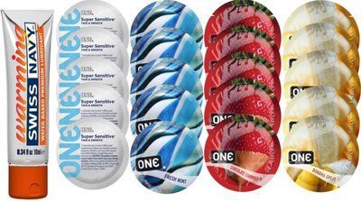 Набор из Swiss Navy Warming 10мл + ONE Sensitive + ONE Mint + ONEChocolateStrawberry + ONEBanana SOS8592 фото