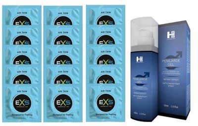 Комплект EXS Air Thin 15 шт + SHS Penilarge Gel 100 мл SOS14756 фото
