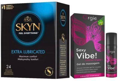 Набор из SKYN Extra Lube (24 шт) + Жидкий вибратор Orgie Sexy Vibe (15 мл) SOS10102 фото