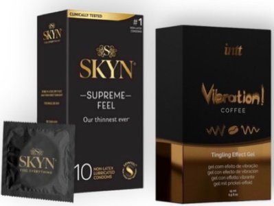 Skyn Supreme Feel 10 шт + Intt Vibration Coffee (15 мл) SOS7097 фото