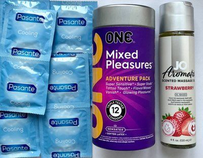 Набор 22 шт ONE Mixed Pleasures + Pasante Cooling + System JO Aromatix Strawberry 120 мл SOS1693 фото