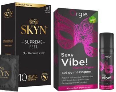 Набор из Skyn ​​Supreme Feel 10 шт. + Жидкий вибратор Orgie Sexy Vibe (15 мл) SOS10302 фото